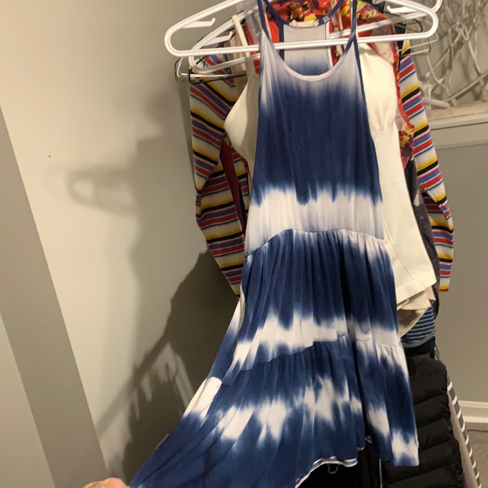 Olivia Rae Navy/White Tie-dye mini sun dress s